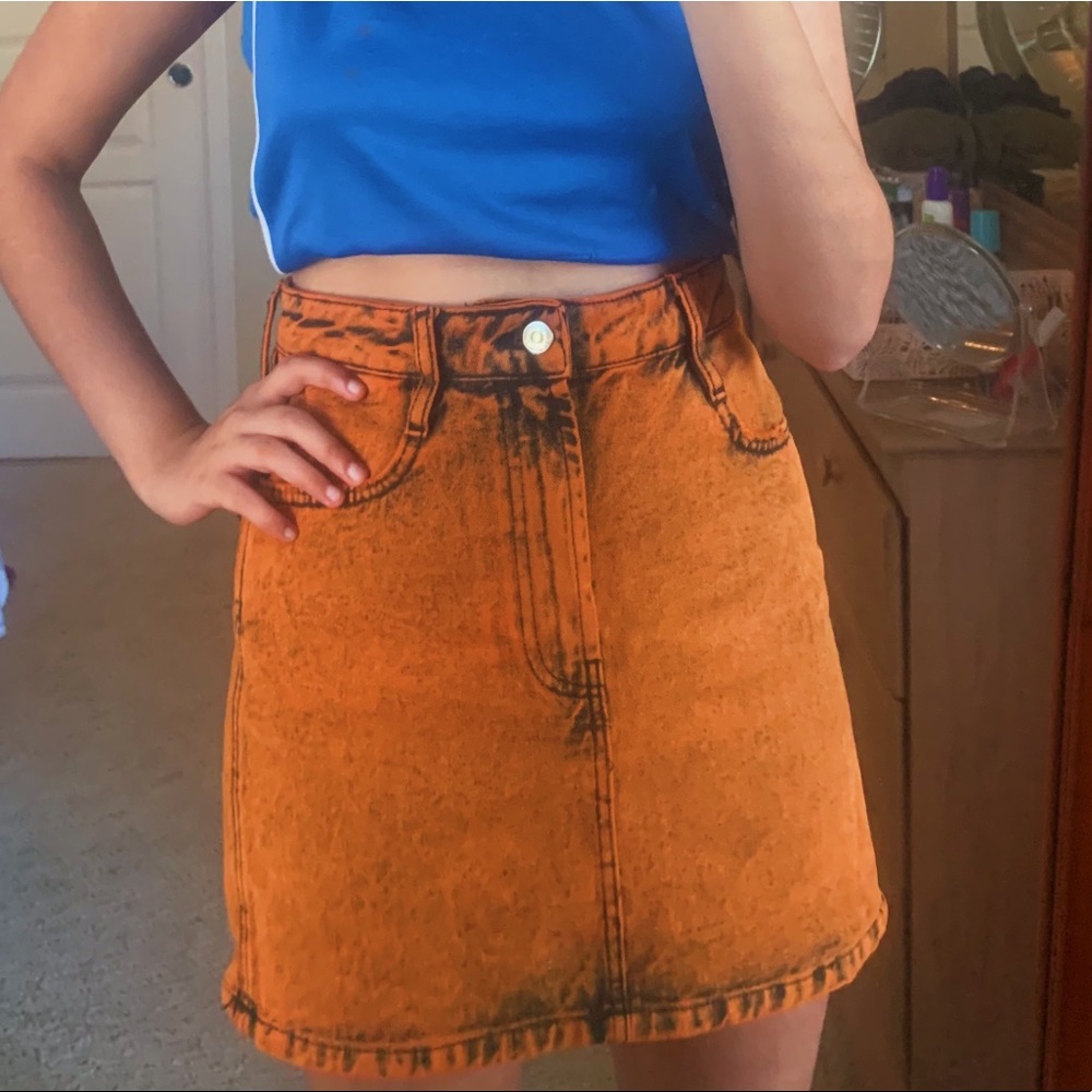 Zara Orange Denim Skirt
